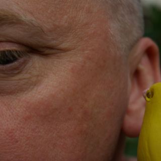 Stuart and his yellow latex IdeoBird