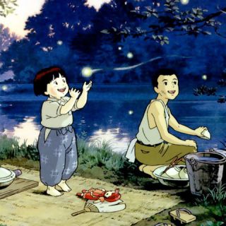 Grave of the Fireflies - fireflies near the stream