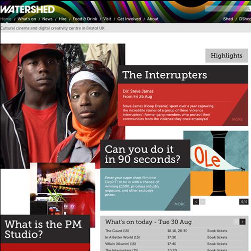 the homepage of watershed.co.uk