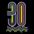 colourful number 30 on waves of coloured lines