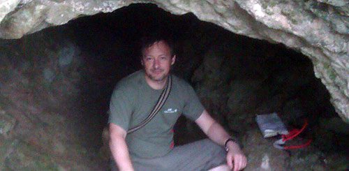 Oliver in a cave in the Wye Valley