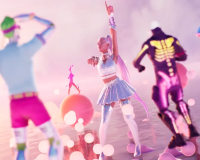 A virtual Ariana Grande hosts a concert for attendees in Fortnite. 