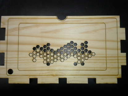 Image of box with laser cut honeycomb pattern