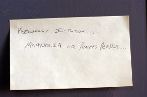 Personally I think... Magnolia or Amores Perros