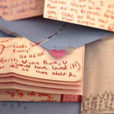 A pile of colourful handwritten letters