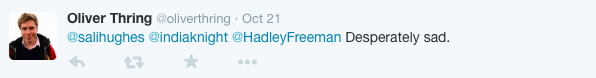 'desperately sad' tweet