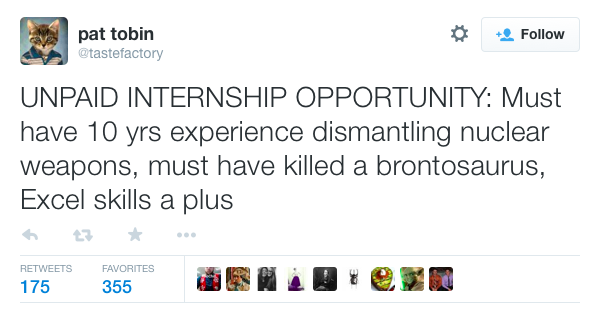Internship tweet