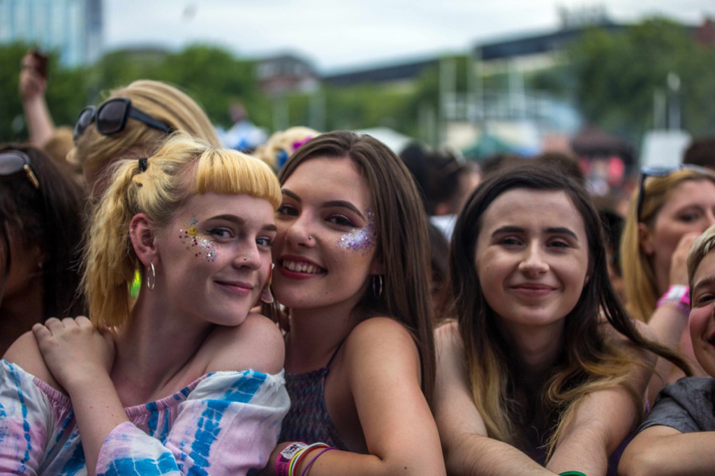 Having fun at the front of main stage.