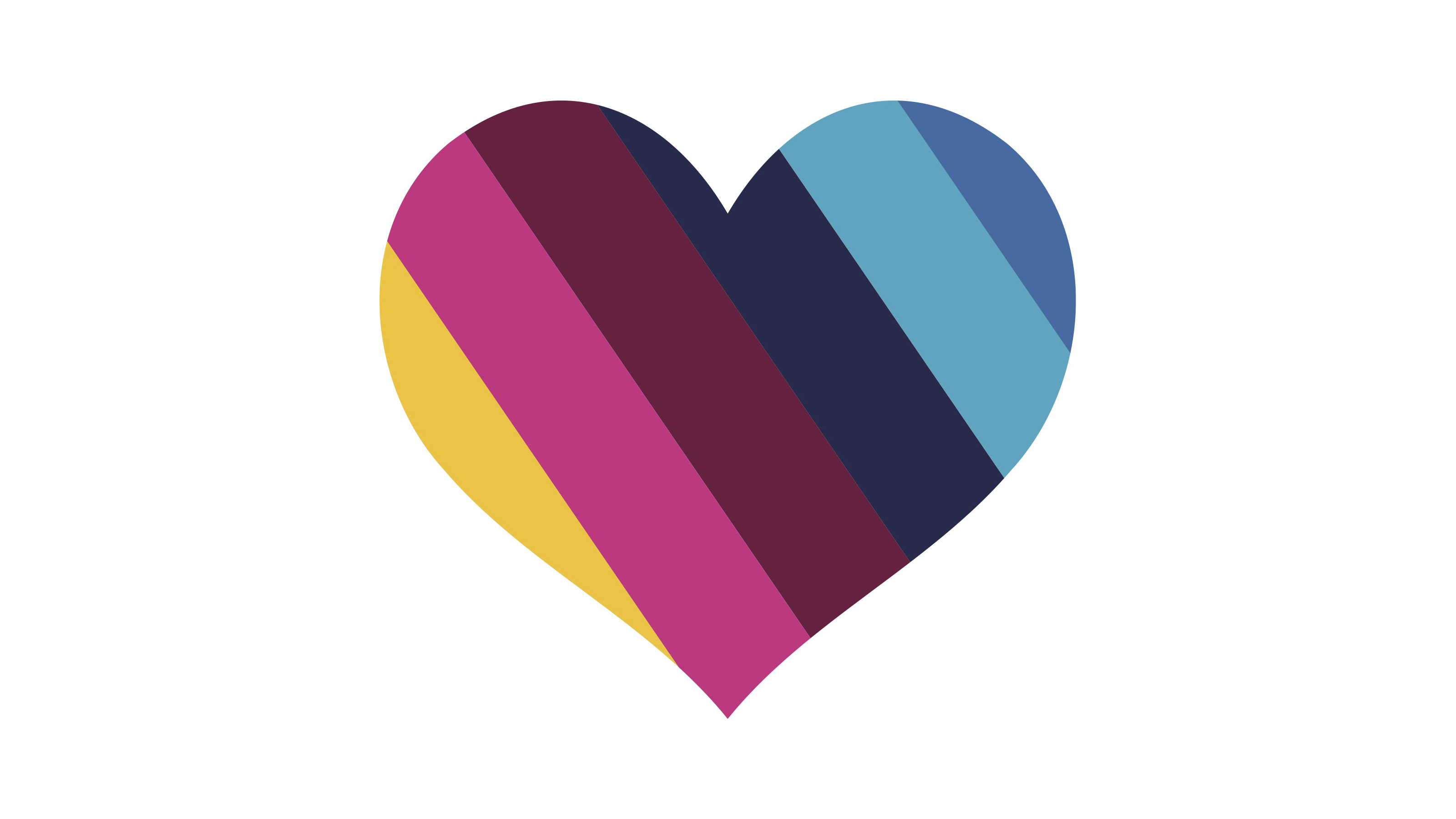 Illustration of a heart shape with lots of coloured steps running through it