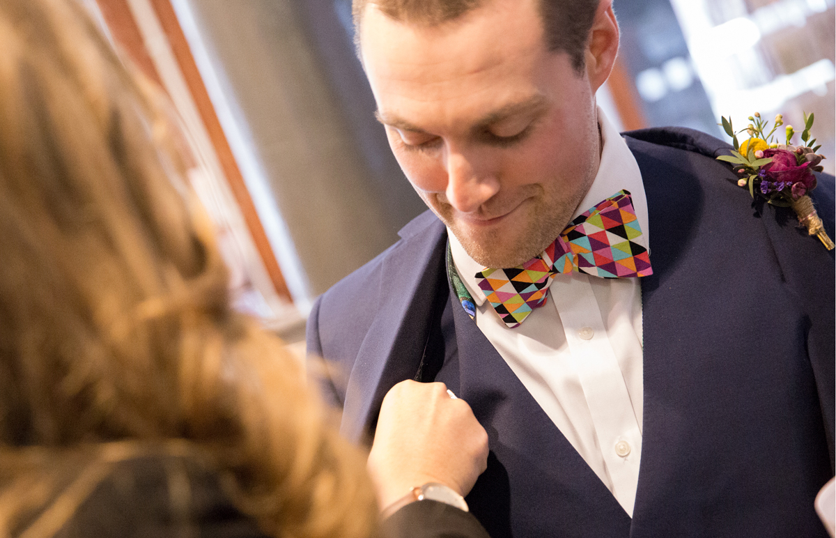 Wedding detail at Watershed, main with bow tie
