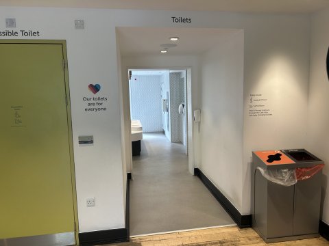 Photo of the entrance to the gender neutral toilets.
