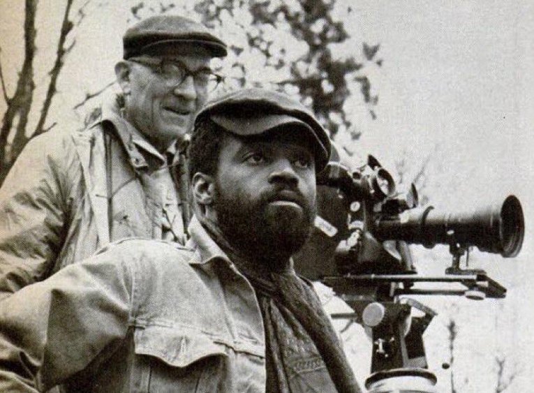 Melvin Van Peebles with cinematographer Michel Kleber filming The Story of The Three Day Pass in 1967, Paris