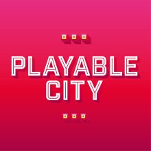 A title card for Playable City on a bright pink backdrop.