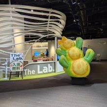 A large colourful inflatable plant is in Japan.