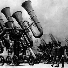 Japanese War Tubas - a point of discussion for two of our Studio Residents!