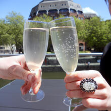 A glass of fizz on the balcony 