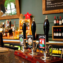 Ale pumps on bar