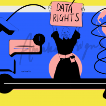  Illustration by Stacey Olika for The Fight for Data Rights, an article highlighting actions we can take as a community to impro