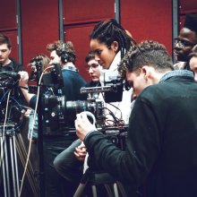 Young people as part of camera crew