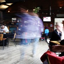 People sitting in a cafe.