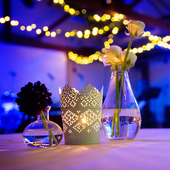 Flowers and vase on a table at Watershed