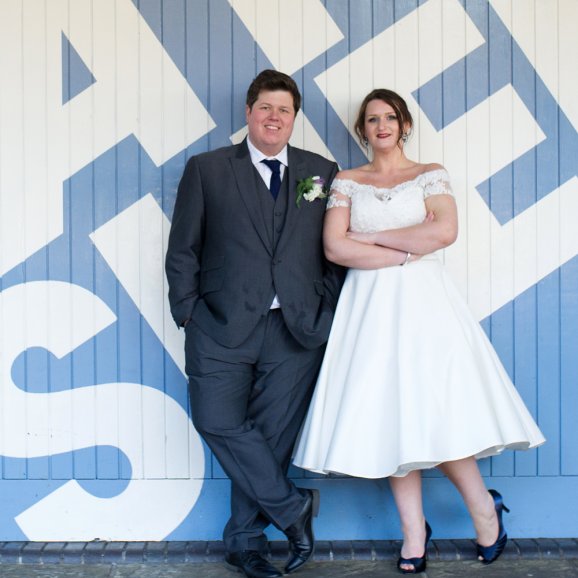 Photo of wedding couple at Watershed