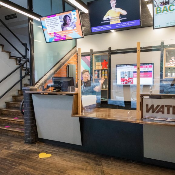 Photo of Watershed Box Office with perspex screens for safety
