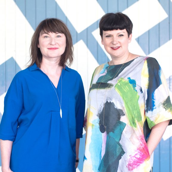 Miriam Randall (Executive Director) and Clare Reddington (CEO & Creative Director) standing outside Watershed