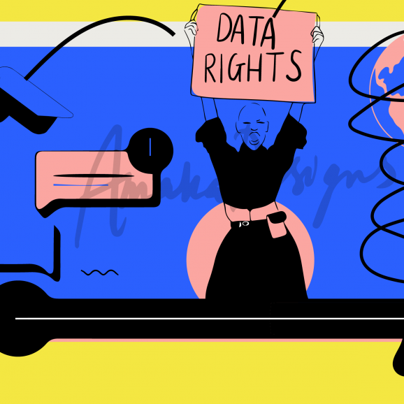 Illustration by Stacey Olika for The Fight for Data Rights, an article highlighting actions we can take as a community to impro
