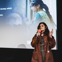 Photo of Nida Manzoor as a guest for a Q&A screening.