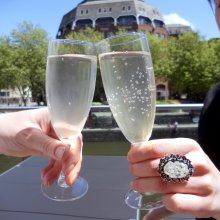 A glass of fizz on the balcony 