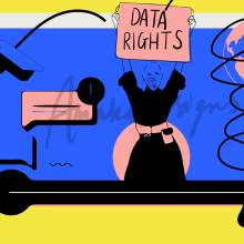  Illustration by Stacey Olika for The Fight for Data Rights, an article highlighting actions we can take as a community to impro