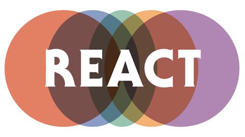 REACT logo - overlapping coloured circles