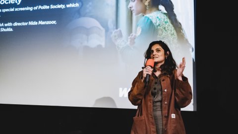 Photo of Nida Manzoor as a guest for a Q&A screening.