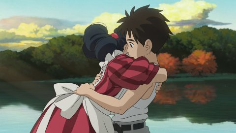 An animation of two people hugging.