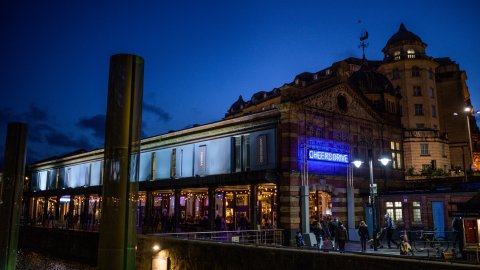 Exterior image of Watershed during Bristol Light Festival