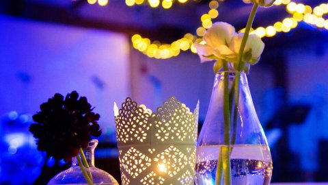 Flowers and vase on a table at Watershed