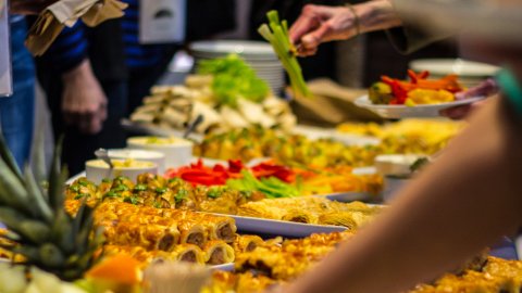 Photo of a food buffet at a Watershed event