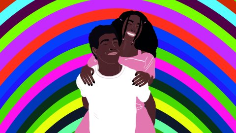 Two people embracing