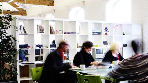 People meeting at the Pervasive Media Studio 