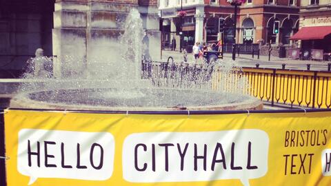 Banners outside City Hall 