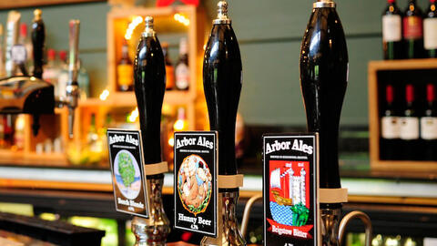 Ale pumps on bar