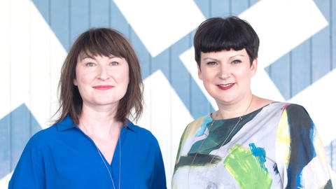 Miriam Randall (Executive Director) and Clare Reddington (CEO & Creative Director) standing outside Watershed