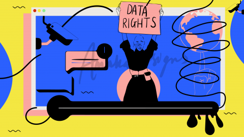 Illustration by Stacey Olika for The Fight for Data Rights, an article highlighting actions we can take as a community to impro