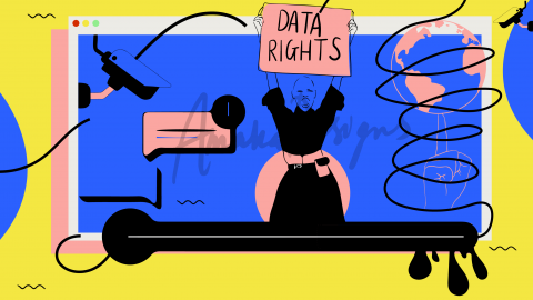  Illustration by Stacey Olika for The Fight for Data Rights, an article highlighting actions we can take as a community to impro