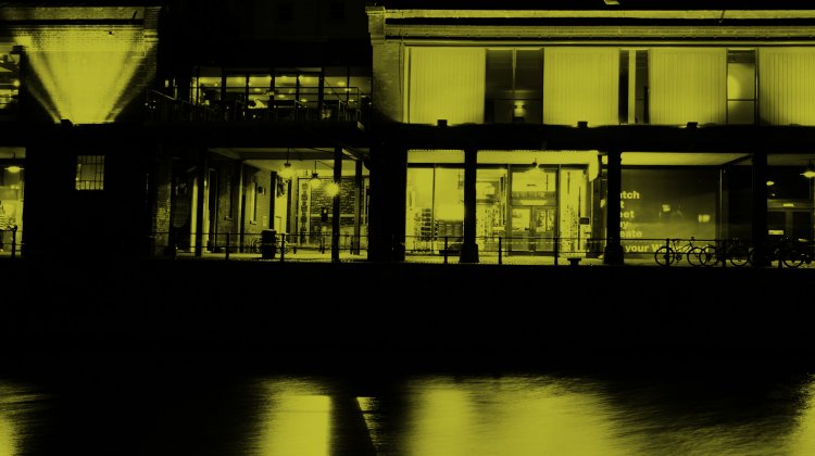 Exterior night time phot of Watershed