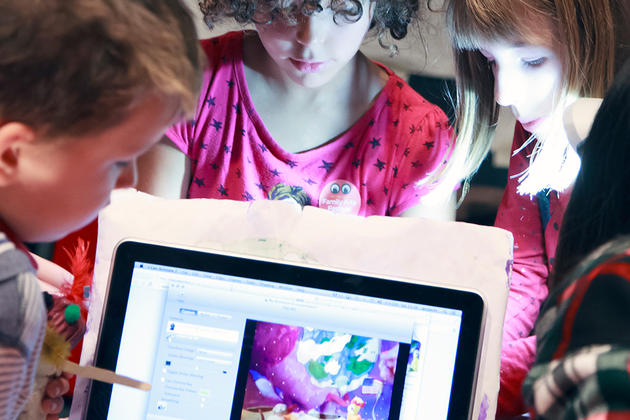 Kids playing with animation