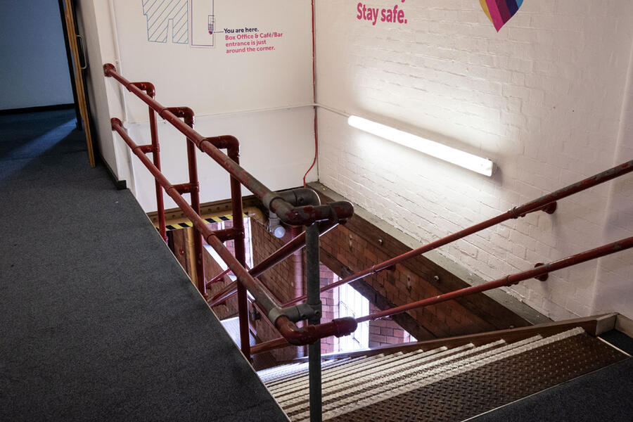 Photo of the exit staircase for customers to use as they exit the cinemas