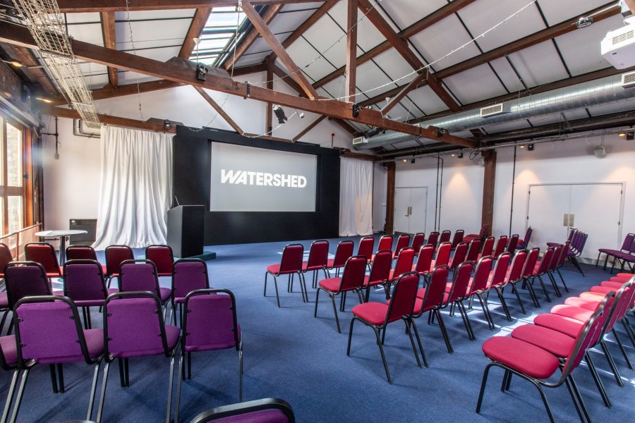 A view of Watershed 3 space setup in theatre style layout