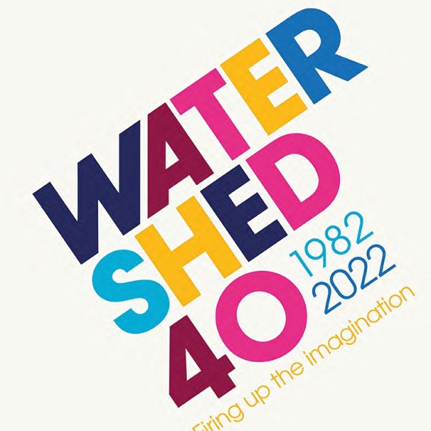 Watershed's 40th birthday colourful logo with dates - 1982 - 2022